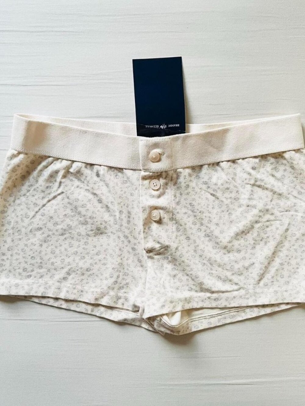 BNWT Brandy Melville-John Galt light blue and cream floral boy shorts with